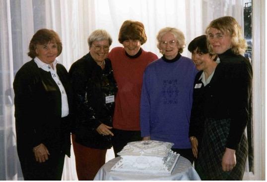 Some of the original RNG members. Left to Right: Betty Sloan Edinburgh RI, Marianne Vennegoor, St Thomas’s London, Alison Finch, F Prygrodzki, Nottingham General Hospital and Sue Bennett, Leicester General Infirmary