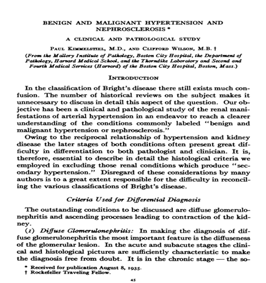 Clifford Wilson & Paul Kimmelstiel paper