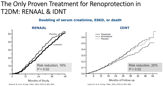 Treatment for Renoprotection in T2DM: RENAAL & IDNT