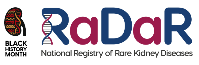 Stylised kidney and RaDaR logo