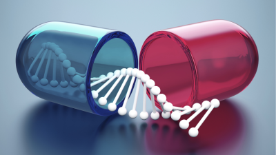 Visualisation of a medicine pill opening to reveal a DNA double helix